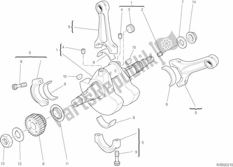All parts for the Connecting Rods of the Ducati Hypermotard Brasil 821 2014